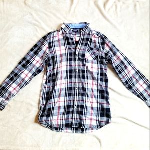 Ladies Plaid Button Down-Lg/XL